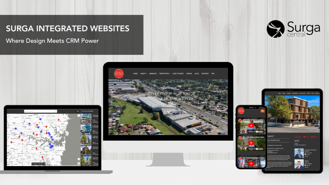 Surga Integrated Websites: Where Design Meets CRM Power. Imagery sourced at PropertyFox website www.propertyox.com.au